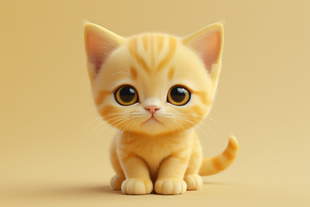 Cute cartoon kitten close-upの素材