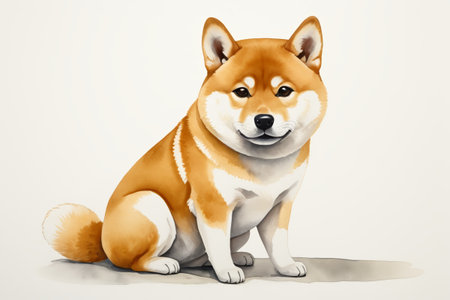 Seated Shiba Inu illustration materialの素材