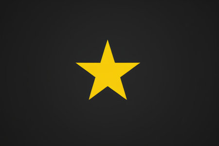 Yellow five-pointed star graphic on black backgroundの素材