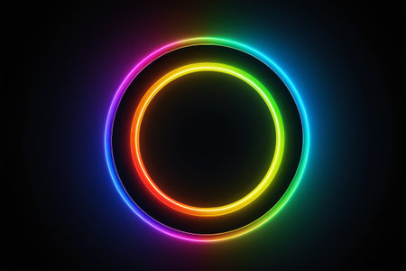 Colorful neon aperture background materialの素材