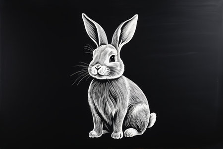 Black and white rabbit illustrationの素材