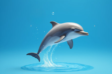 Leaping dolphin blue background imageの素材