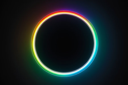 Colorful glow neon ring background materialの素材