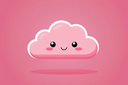 Pink cartoon smiley face cloud design materialの素材