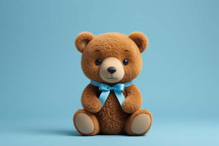 Brown bear toy tie blue bowの素材