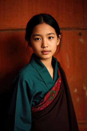 Young girls in traditional dressの素材