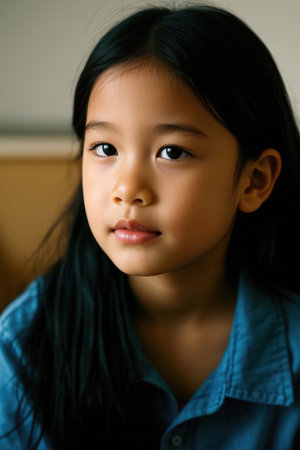 Girl portrait close-up with clear eyesの素材