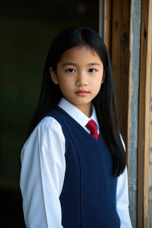 Portrait of a girl in school uniformの素材