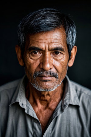 Portrait of a weathered older manの素材