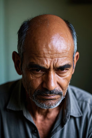 Portrait of an elderly man with melancholy eyesの素材