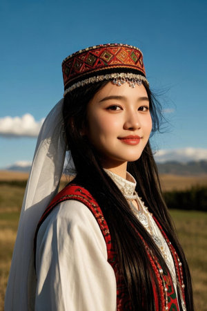 Young woman in traditional dressの素材