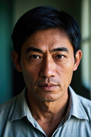 Portrait of a middle-aged Asian manの素材