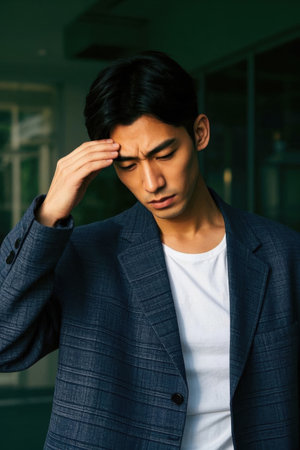 Portrait photo of a melancholic young manの素材