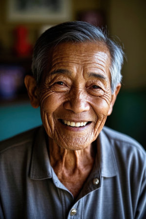 Portrait of a kind and happy old manの素材