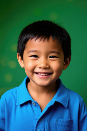 Happy smiling little Asian boyの素材