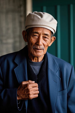 Portrait photo of a kind old manの素材