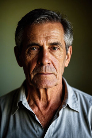 Portrait of a weathered old manの素材