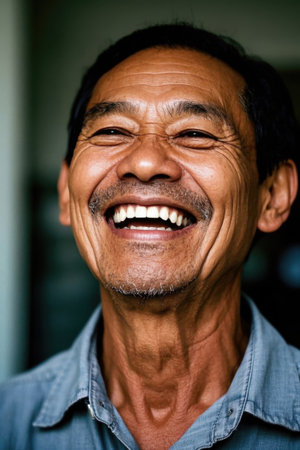 Portrait Close-up of Happy Old Manの素材
