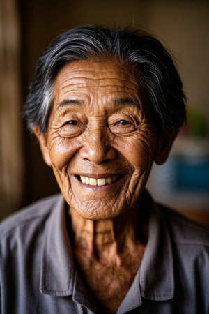 Portrait of a kindly smiling old manの素材