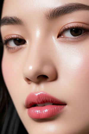 Exquisite makeup Asian women face close-upの素材