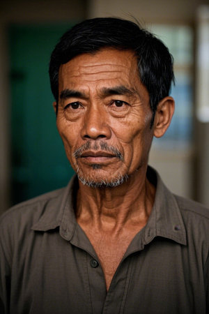 Portrait of an Aging Asian Manの素材