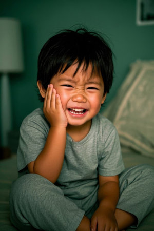 Close up of cute baby happy smiley faceの素材