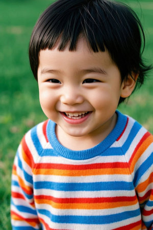 Cute baby outdoor happy smileの素材