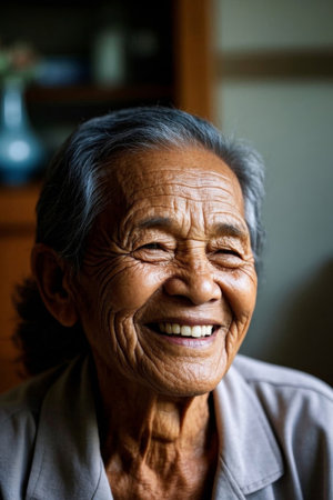 Kind old woman with a bright smileの素材