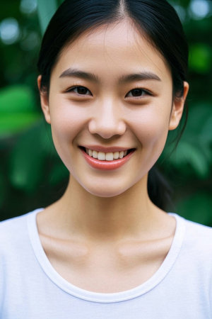 Photo of young woman's outdoor smileの素材