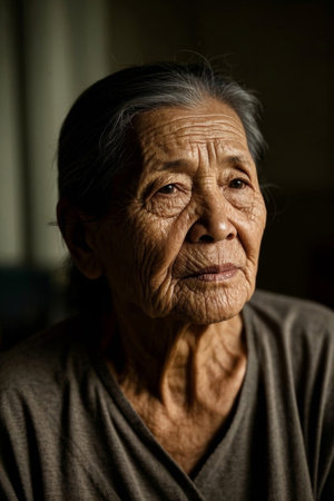 Weathered portraits of elderly womenの素材