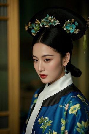 Classical beauties wearing gorgeous clothes and phoenix crownsの素材