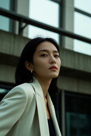 Stylish Female Urban Street Scene Portraitの素材