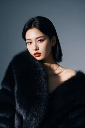 Fashion Beauty Black Fur Photoの素材