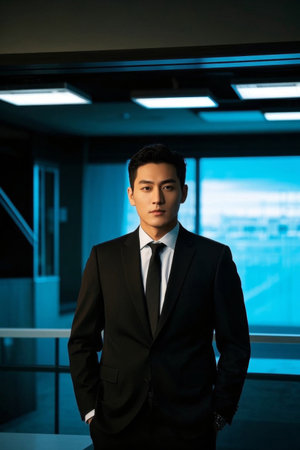 Business photo of a young man in a suit and tieの素材