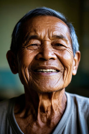 Portrait of a kind and happy old manの素材