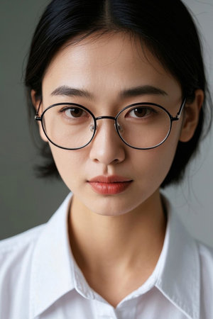 Glasses Girl Portrait Simple Fashionの素材