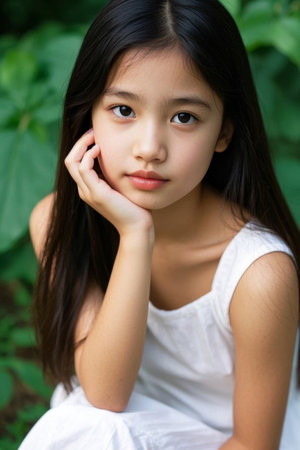 Girls outdoor photos are pure and cuteの素材