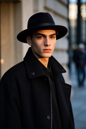 Fashionable men street portrait handsome young manの素材