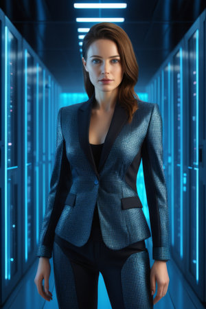 Women's style in the technological era, workplace beauties in data centersの素材