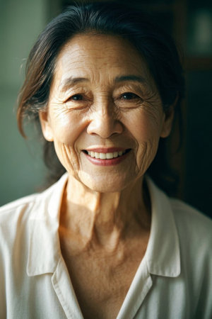 The elegant smile of time, the kind beauty of oriental womenの素材