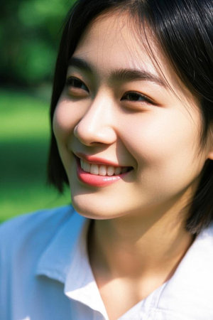 Fresh girl in the sun, healing smile of oxygen beautyの素材