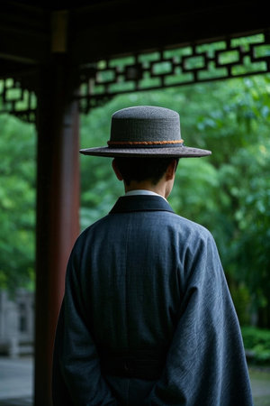 Monk conical hat and straw robeの素材