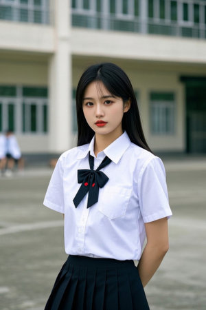 A fresh girl on campus, black and straight memories of youthの素材