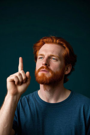 A moment of inspiration and creativity, a moment of thinking for red-haired menの素材