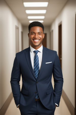 The smile of a confident workplace elite, the professional image of a business personの素材