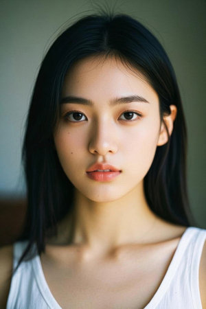 The fresh beauty of oriental women, simple style girl photosの素材