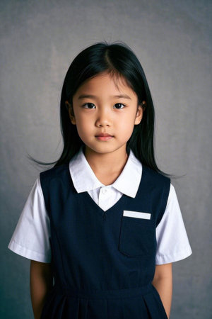 Innocent smile, oriental girl's preppy styleの素材