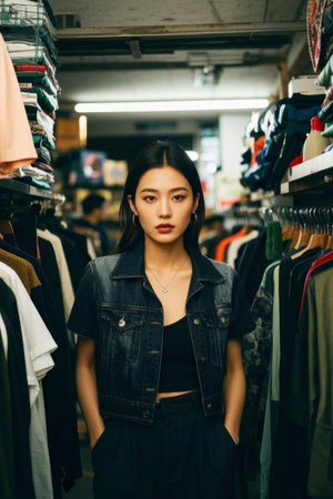 Retro fashion for urban beauties, trendy street styleの素材