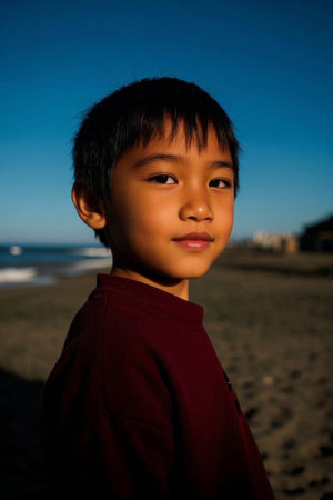 A sunny childhood for the Beach Boys, a quiet time for the boys by the seaの素材