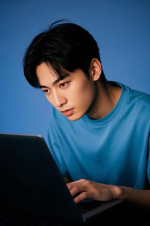 Young programmers who focus on their work, the youth power of the technological eraの素材